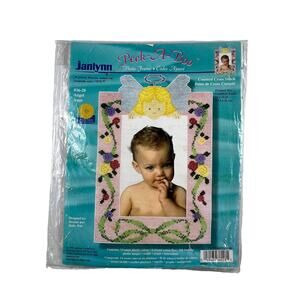 JANLYNN Peek A Boo Photo Frame Angel Counted Cross Stitch Kit Vintage